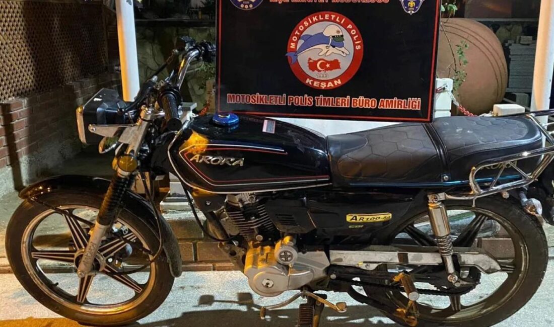 Keşan'da gerçekleştirilen başarılı bir operasyonla çalıntı bir motosiklet ele geçirildi.