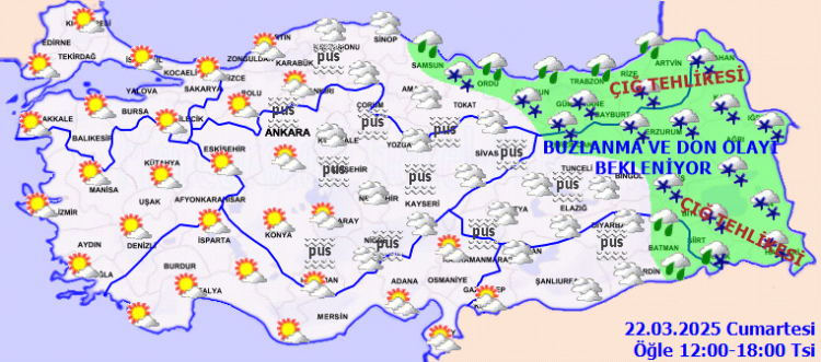 Meteoroloji’ye göre doğu kesimlerinde yağışlar bekleniyor, buzlanma ve don olayları