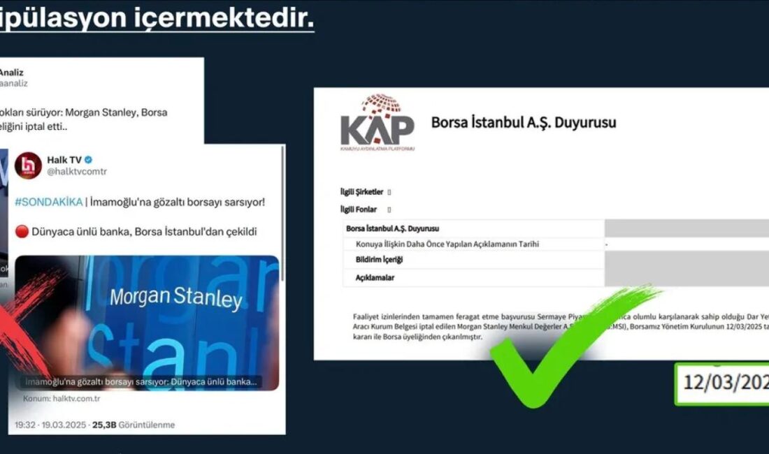 Bazı basın yayın organlarında, “Dünyaca ünlü banka Morgan Stanley, Borsa