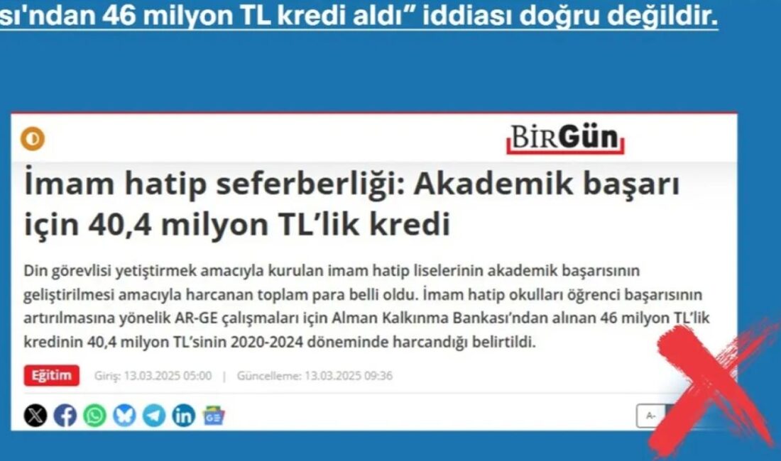 Bazı basın yayın organlarında yer alan, “Millî Eğitim Bakanlığı, İmam